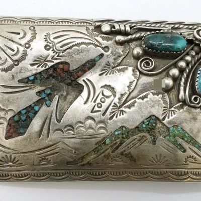 Navajo Sterling Turquoise Belt Buckle