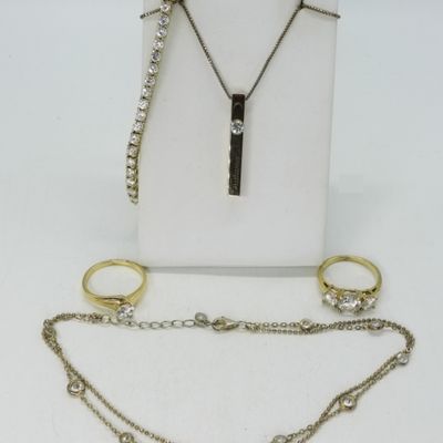 Sterling Gold Tone Jewelry Lot, Moissanite