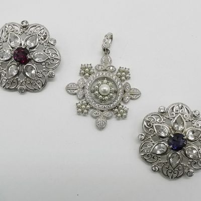 3 Gemstone & Sterling Pendants