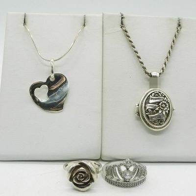 Sterling Locket Necklace & Rings