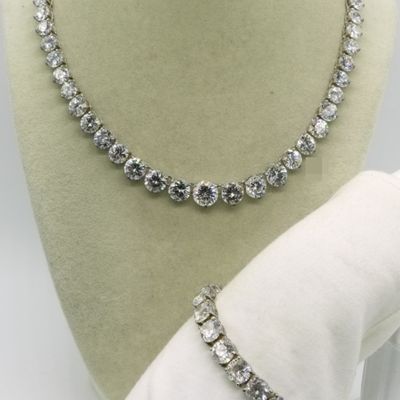 Large Simulated Diamond Necklace Bracelet