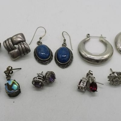 7 Pair of Sterling Earrings, Pierced