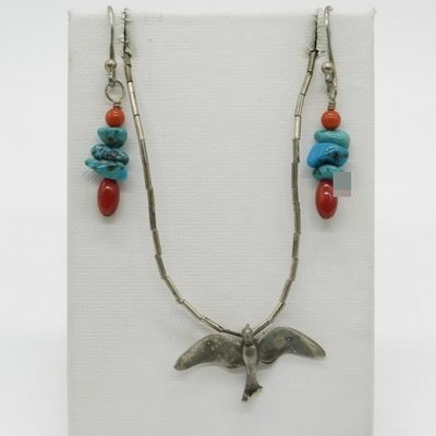 Liquid Sterling Necklace & Turquoise Earrings