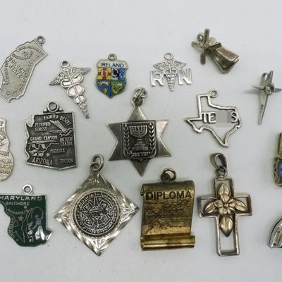 16 Vintage Sterling Charms & Pendants