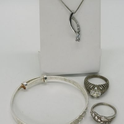 Simulated Diamond Necklace & Rings