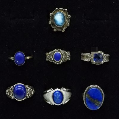 7 Sterling Blue Stone Rings