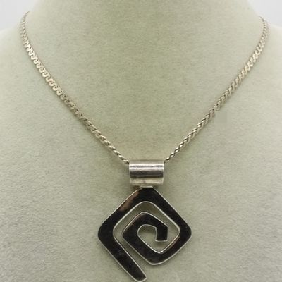 Sterling Geometric Pendant Necklace,