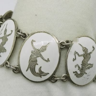 Sterling Silver Siam Enamel Bracelet