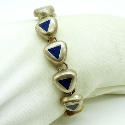 Mexico Sterling, Lapis Toggle Clasp Bracelet