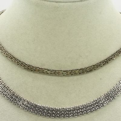 Two Sterling Weave Chain Necklaces