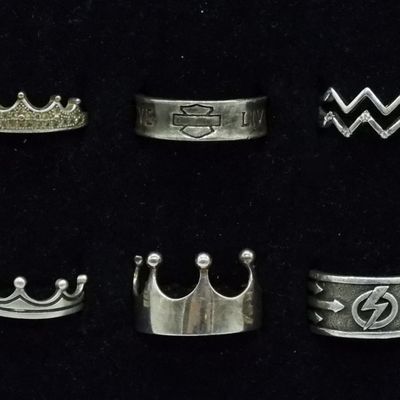 Harley Davidson Band & 5 Other 925 Rings
