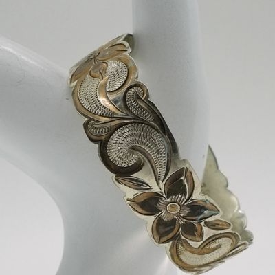 Sterling & Rose Gold Tone Bangle Bracelet