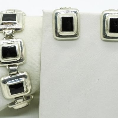 Taxco Sterling Black Onyx Matching Set
