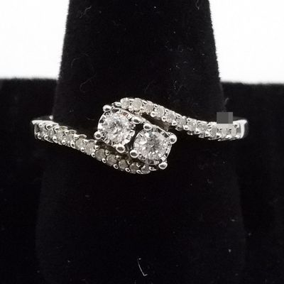 Sterling Silver Diamond Ring, Size 7