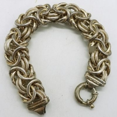 Thick Byzantine Gold Tone, Sterling Bracelet