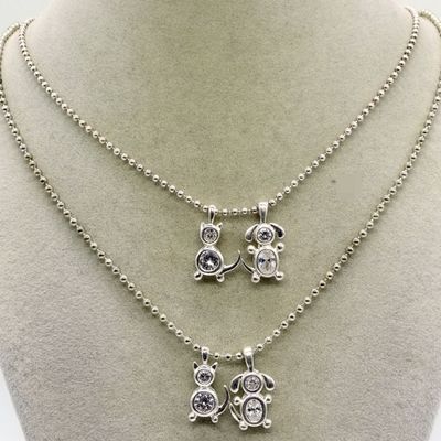 Sterling Cat & Dog Pendant Necklaces