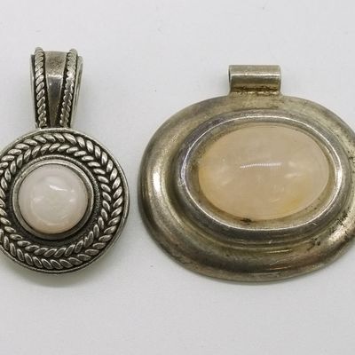 Sterling Mother of Pearl & Rose Quartz Pendants