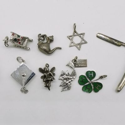 9 Vintage Sterling Charms