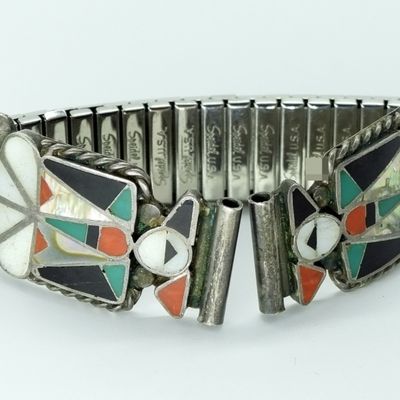 Sterling Silver Zuni Inlay Watch Ends