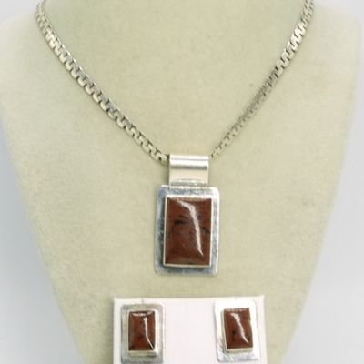 Mahogany Obsidian Sterling Taxco Set