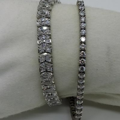 2 Sterling Simulated Diamond Tennis Bracelets