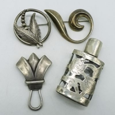 Sterling Vintage Brooch & Bottle Lot