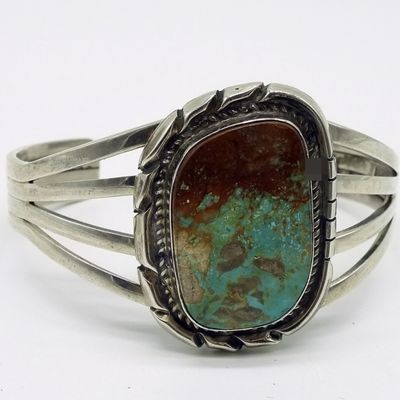 E. Etsitty Sterling Turquoise Cuff Bracelet