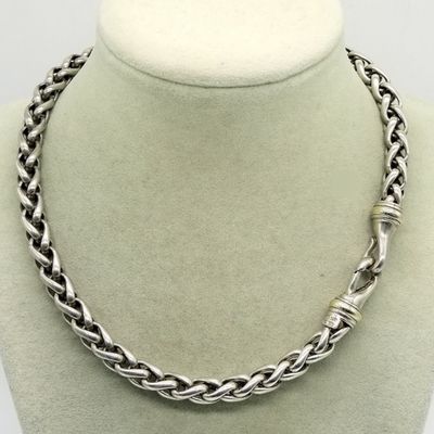 David Yurman Sterling Silver 14K Gold Necklace