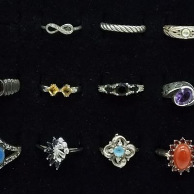 11 Sterling Gemstone Rings