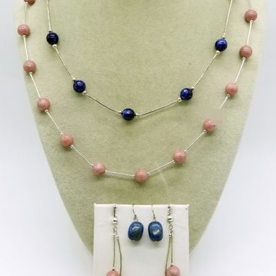 Sterling Lapis Lazuli & Tourmaline Necklaces