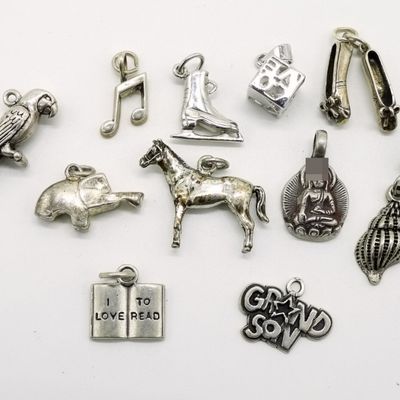 Vintage Sterling Silver Charm Lot, 11 Pieces