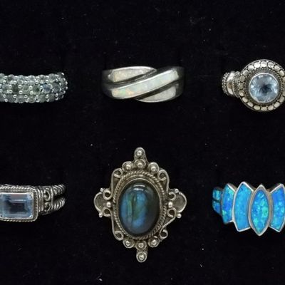 Six Stunning Sterling Gemstone Rings