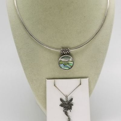 Abalone & Malachite Sterling Necklaces