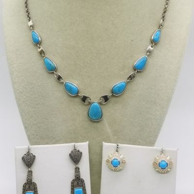 Sterling Turquoise Necklace and Earrings