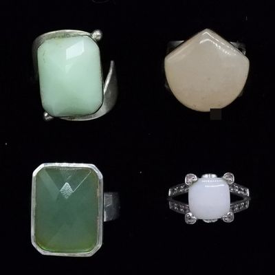 Four Sterling Gemstone Rings