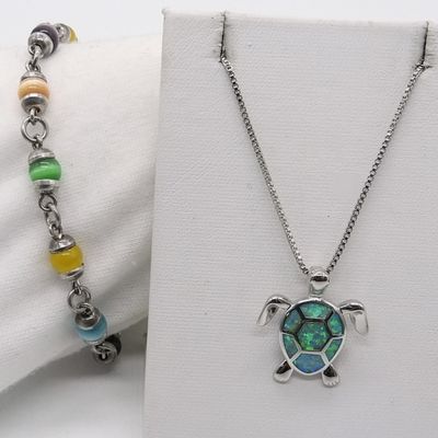 Cats Eye and Opal Sterling Necklace & More