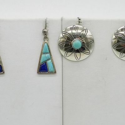 2 Pair of DTR Sterling Turquoise Earrings
