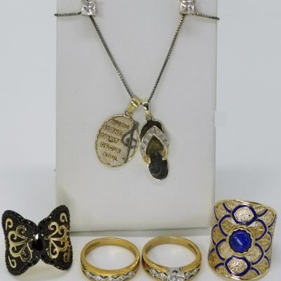 Sterling Gold-Plated Bridal Set, Rings & Pendants