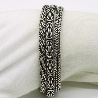 Sterling Silver 3-Strand Bracelet, Marked 950