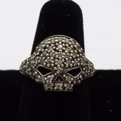 Sterling Harley-Davidson Skull Ring, Size 6