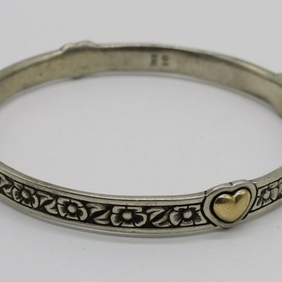 James Avery Sterling Silver Bangle, 14K Gold Heart