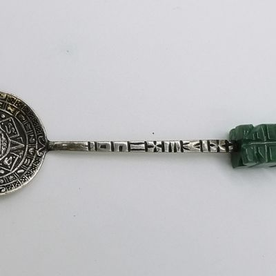 Sterling Silver Spoon Carved Malachite Handle