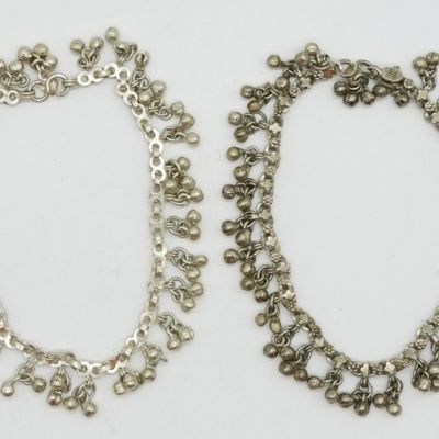 Two Bell Anklets in 800 Silver