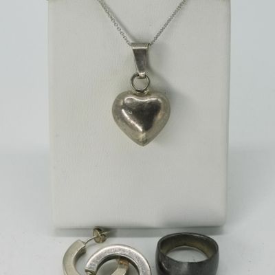 Mexico Harmony Heart Necklace, Ring, Earrings