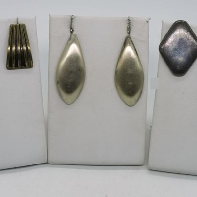 3 Sterling Earring Pairs - Taxco - Gold Filled