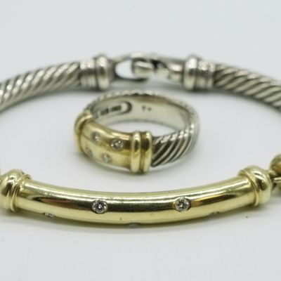 David Yurman Sterling, 14K Bracelet & Ring