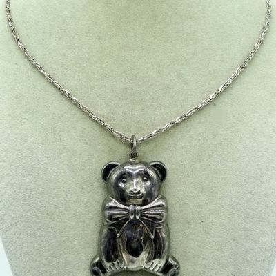 Sterling Teddy Bear Pendant & Chain