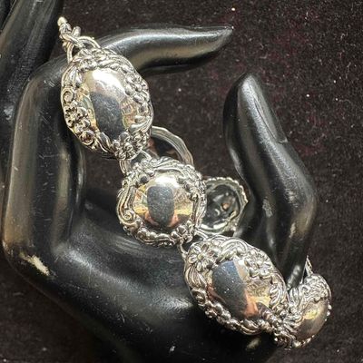 925 SU Sterling Silver Floral Engraved Bracelet F33