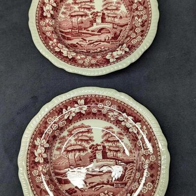 2 Vintage Fine China Spode Tower Rim Soup Bowls