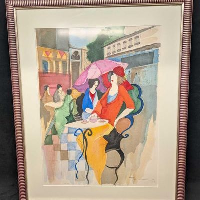 Framed Itzchak Tarkay S&N City Scene Print R42